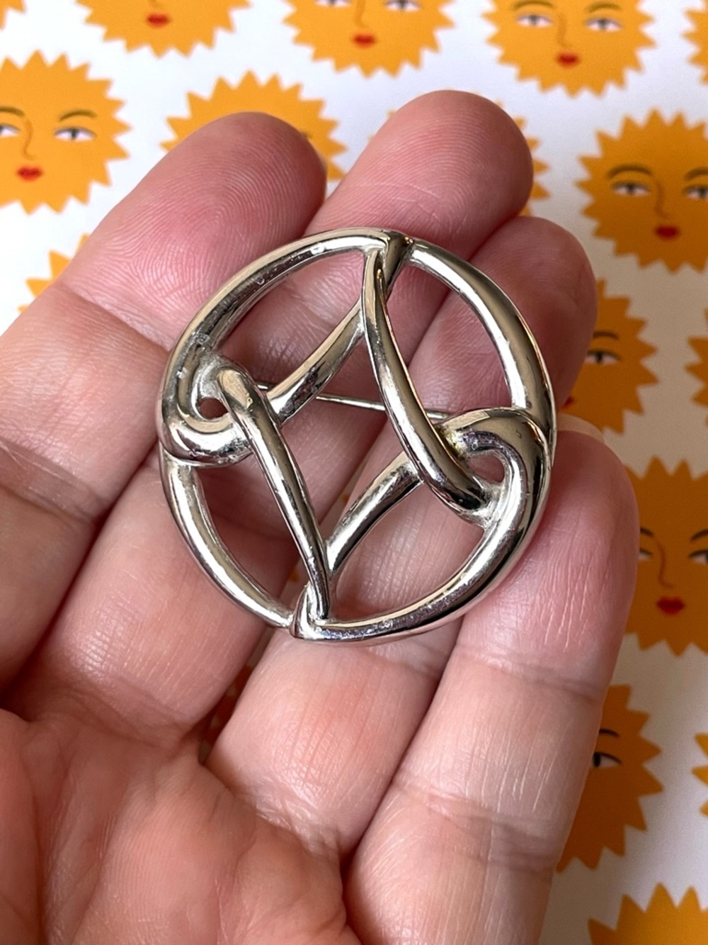 Vintage Monet silvertone open Celtic knot style brooch Modernist